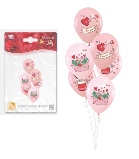 Balony lateksowe na Walentynki "Valentines Day" 6 szt. 12 cali