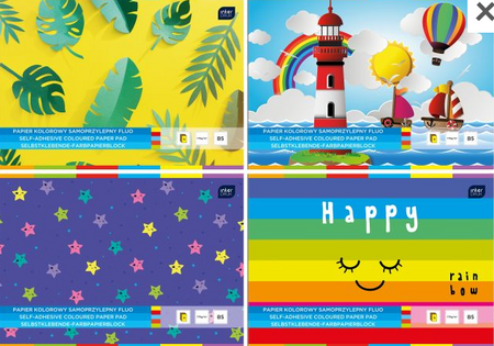 Zeszyt papierów kolorowych samoprzylepnych B5 FLUO 8 kartek