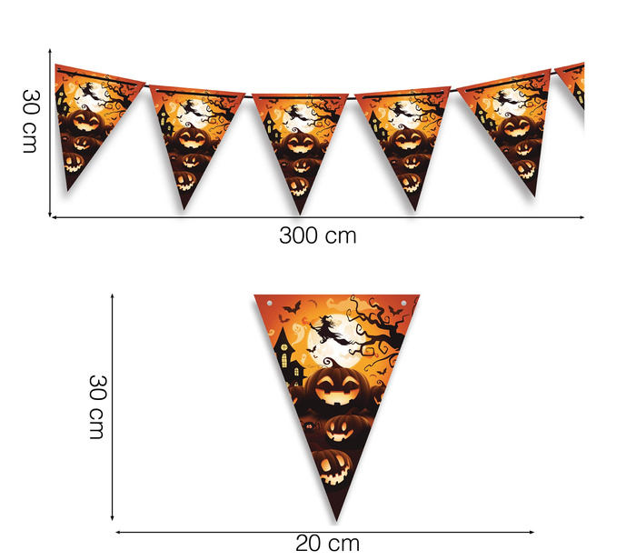 Girlanda Dynie pomarańczowe 300 cm, 20x30 cm Halloween