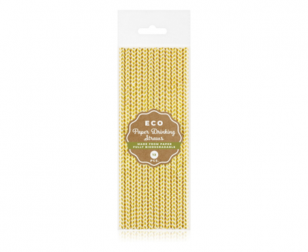 Słomki papierowe metaliczne Szlaczki 12 szt.