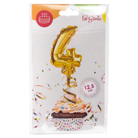 BALON foliowy CYFRA na patyczku ZŁOTA 12,5 cm