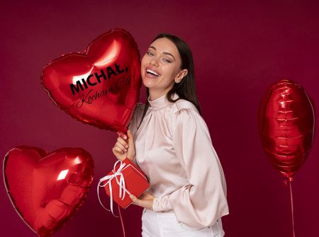 SERCE balon foliowy PERSONALIZOWANY Walentynki czerwony 18 cali