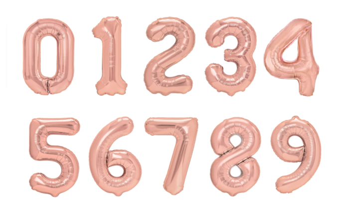 BALON foliowy CYFRA 100 cm ZŁOTY RÓŻ