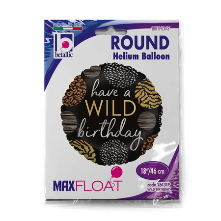 Balon foliowy WILD Birthday czarno złoty 18"