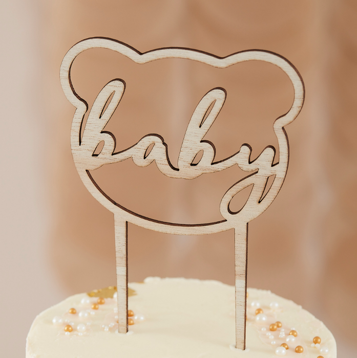 Topper dekoracyjny na tort drewniany BABY miś