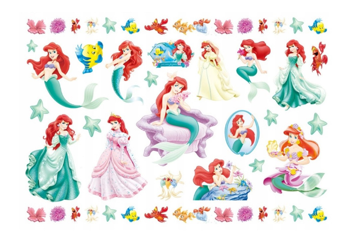 Tatuaże zmywalne wodne dla dzieci Księżniczki, Syrenka Arielka