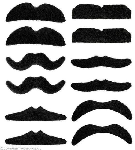 Wąsy samoprzylepne duże czarne MIX wzorów 10 szt.