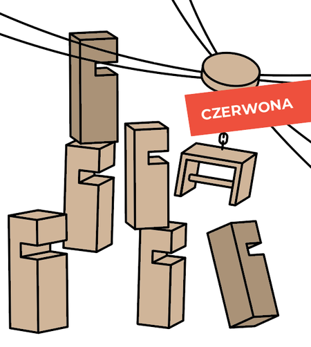 Gra integracyjna Wieża DŹWIG Wieża współpracy pojedyncza czerwona