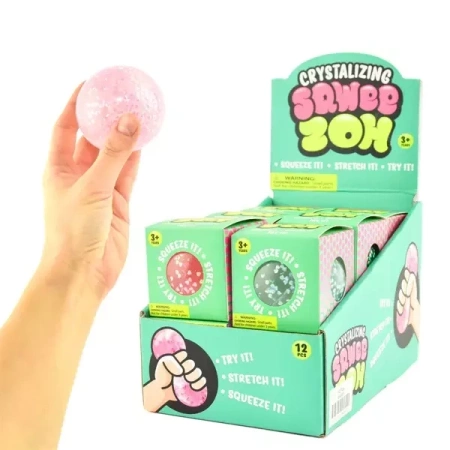 Gniotek sensoryczny piłka z kryształkami średnica 7 cm mix kolorów