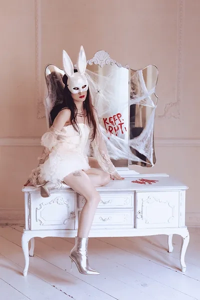 Maska Królik, 16.5x34cm BIAŁY opalizujący