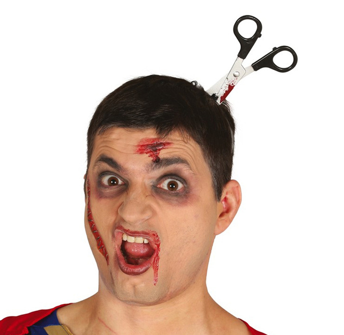 Nożyczki w głowie opaska na Halloween