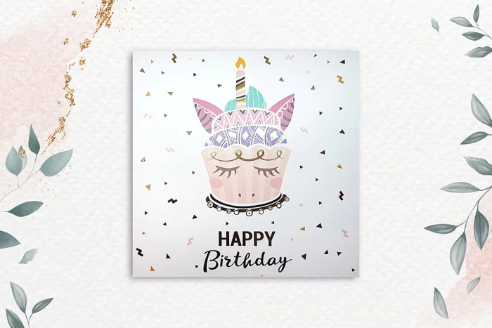 Kartka urodzinowa z życzeniami Happy Birthday Unicorn 1 szt.