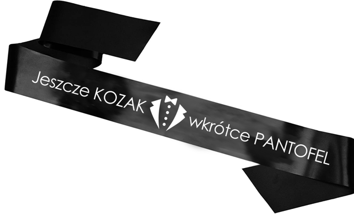 Szarfa satynowa Wieczór kawalerski - Jeszcze kozak wkrótce pantofel