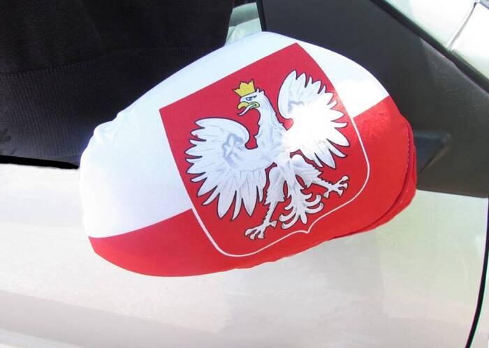 Flagi Polski kibica na lusterka 2 szt.