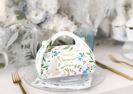 Pudełka na ciasto Pierwsza Komunia Święta kwiaty 10 szt.