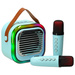 Zestaw do karaoke głośnik XL Bluetooth 2 mikrofony USB LED 10W niebieski