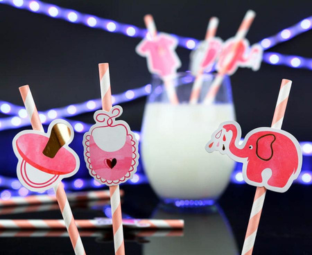 Słomki papierowe Baby Boy / Baby Girl na Baby Shower 8 szt.