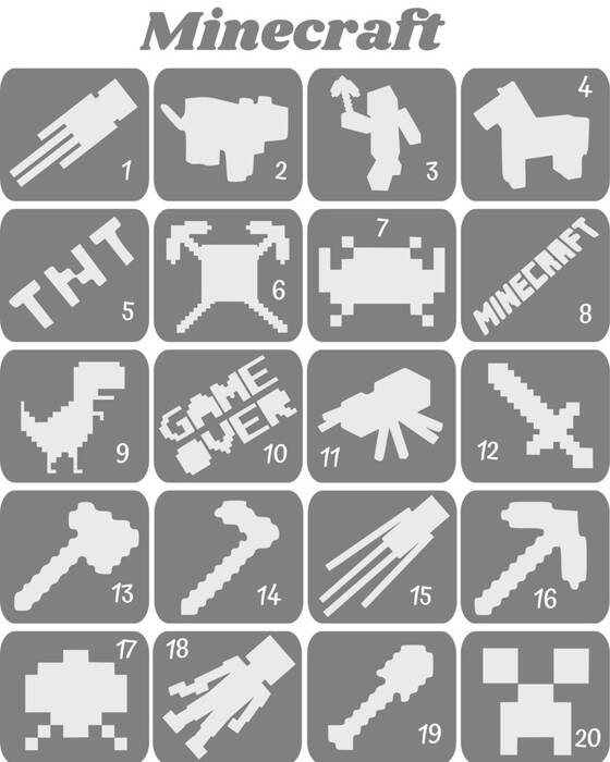 Szablony do tatuaży brokatowych tematyczne 20 szt. Minecraft