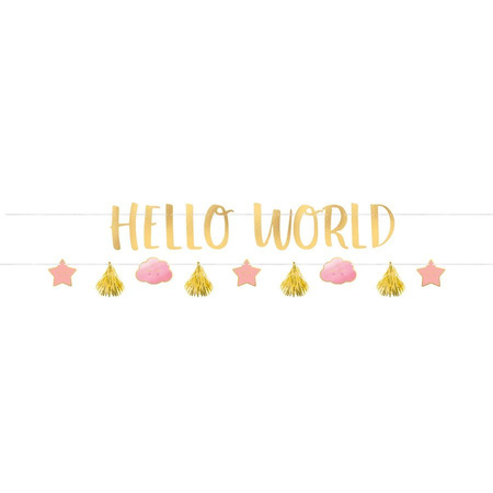Baner Girlanda Hello World na Baby Shower - Girl