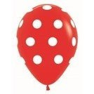 Balon Sempertex Czerwony w białe Kropki 12'' 1 szt