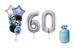 Zestaw balonów na 60 urodziny bukiet balonowy z helem srebrno niebieski