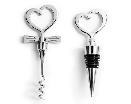 Zakochany zestaw do wina - korkociąg i zatyczka - BIAŁY