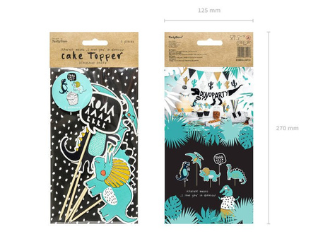 Pikery toppery Dinozaury dekoracje na tort 5 szt.