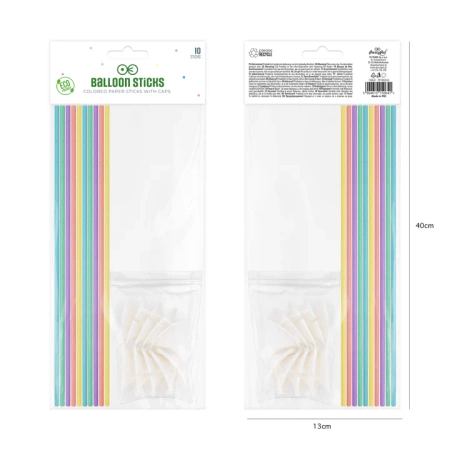 Patyczki do balonów z zatyczkami papierowe kolorowe  10 szt.