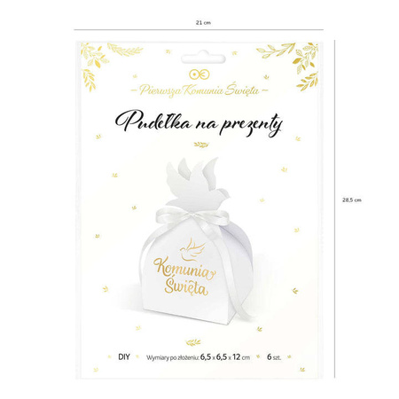 Pudełka na prezenty dla gości Pierwsza Komunia Święta 6 szt.
