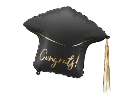 Balon foliowy Czapka Absolwenta "Congrats!", 60x55 cm