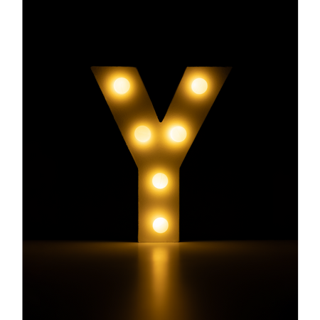 Świecąca Litera LED "Y" Light Letter, drewniana biała 17x12 cm