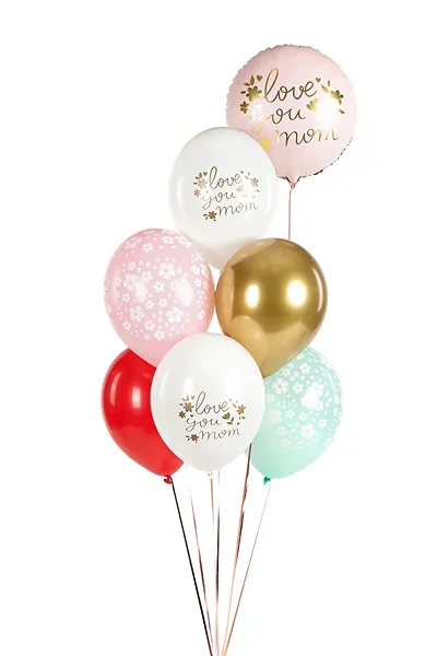 Balony gumowe dla Mamy Love You Mom 12 cali 30 cm 1 szt. Mix kolorów
