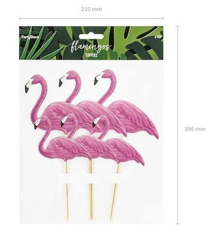 Pikery toppery Flamingi dekoracje na tort muffinki 6 szt