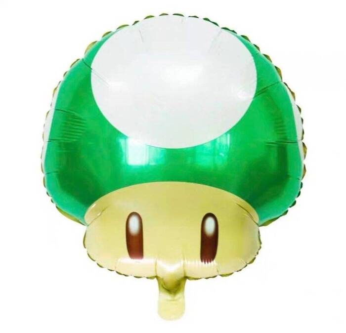 Balon foliowy grzybek Super Mario zielony 47*50 cm 