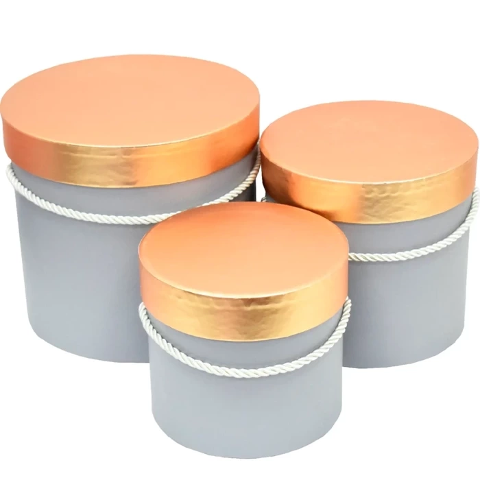 Pudełko prezentowe flower box szaro złote 1 szt.