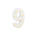 Świecąca Cyfra LED "9" Light Letter, drewniana biała 17x12 cm