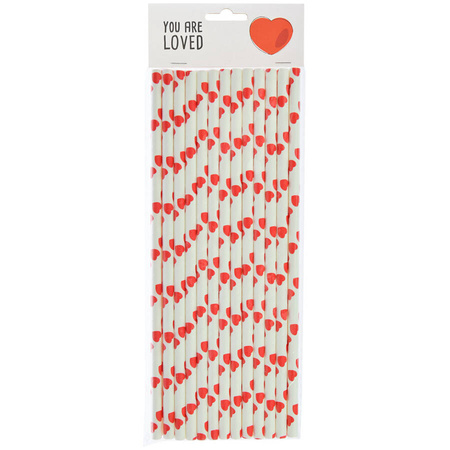Słomki do picia papierowe w serduszka 12 szt