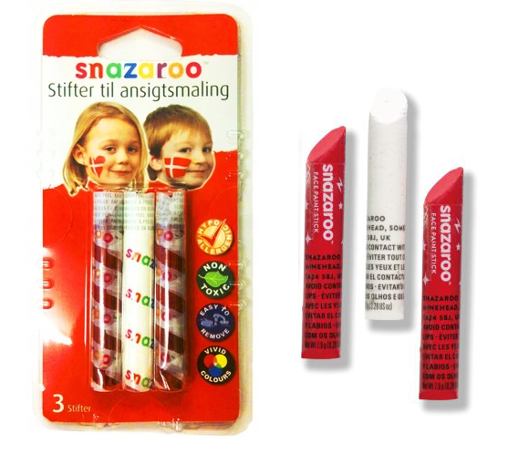 Kredki do twarzy i ciała zestaw KIBIC biało-czerwony Snazaroo 3 szt.