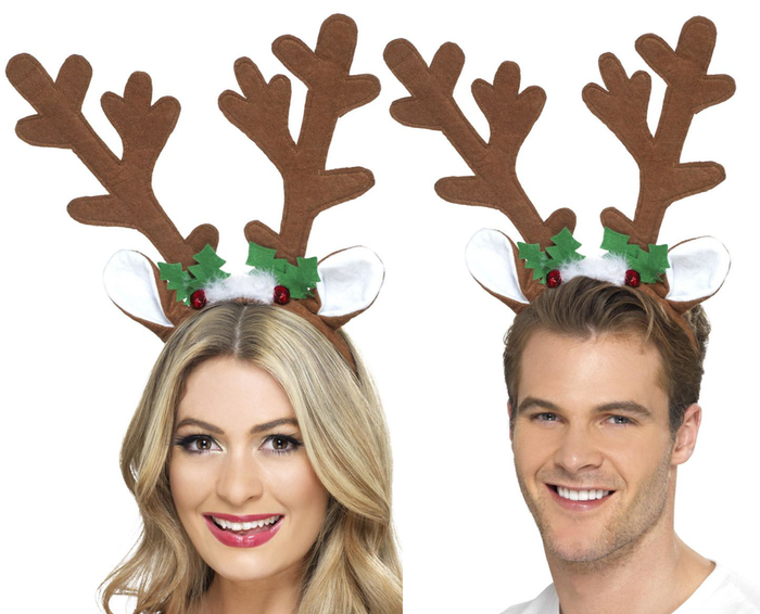 Opaska Rogi Renifera z uszkami BRĄZOWE