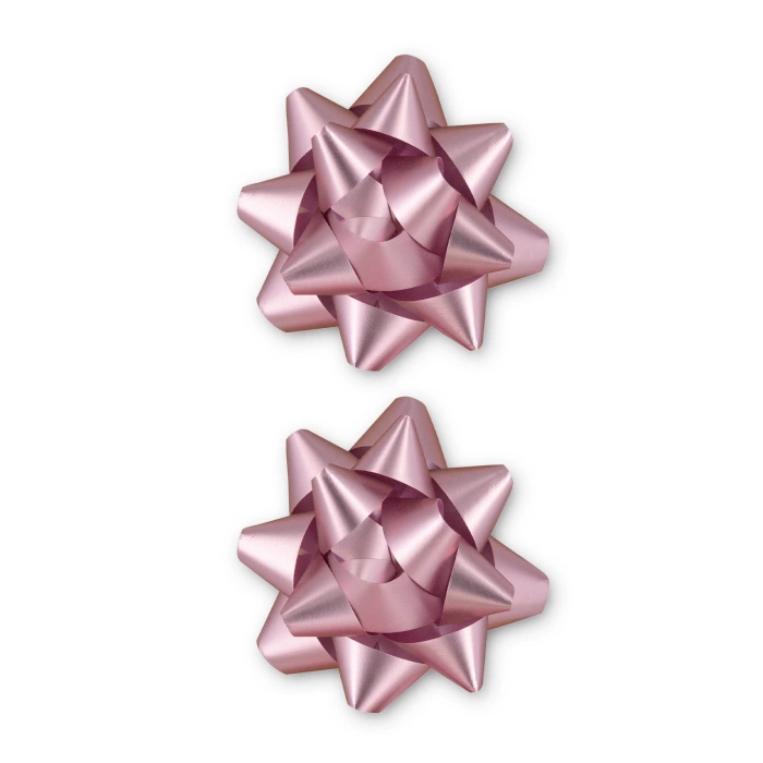 Kokarda prezentowa rozeta matowa jasnoróżowa 7,6 cm 2 szt.