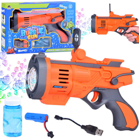 Pistolet do puszczania baniek mydlanych na baterie z pojemnikiem