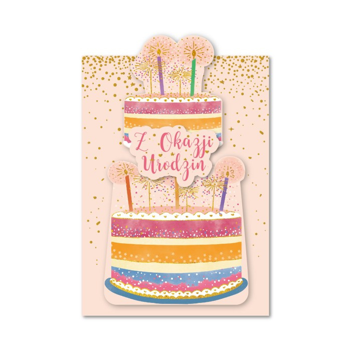 Kartka okolicznościowa wysuwana Tort Z Okazji Urodzin