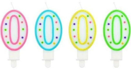 Świeczka urodzinowa "0" kropeczki niebieska