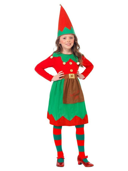 Strój dla dziewczynki Elf ze złotymi guzikami