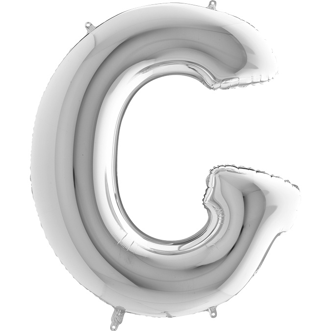 Balon foliowy litera G alfabet srebrna 40 cali