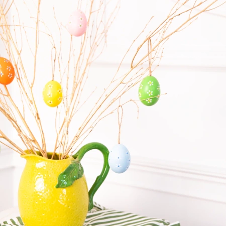 Pisanki Naturalna Wydmuszka białe kwiatki mix 8 szt.