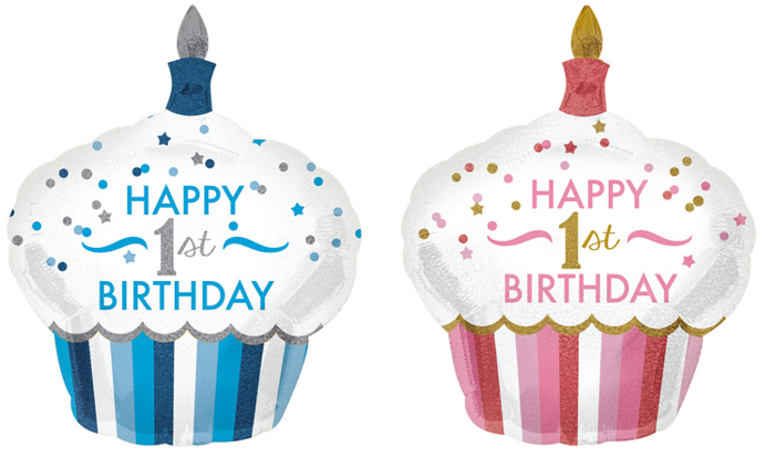 Happy Birthday 1 TORT balon foliowy Anagram 73x91 cm