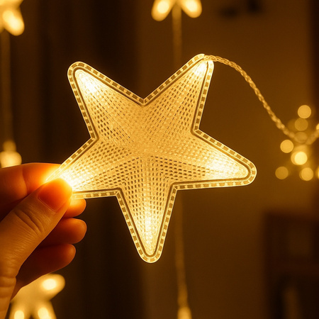Lampki wiszące girlanda kurtyna świetlna gwiazdki