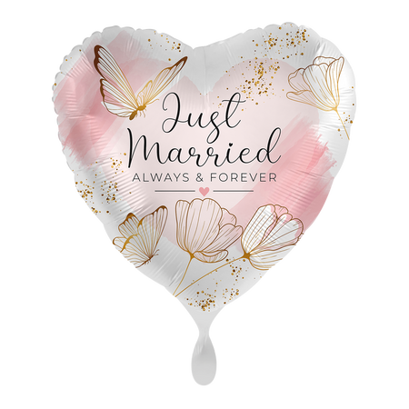 Just Married serce balon foliowy 18 cali