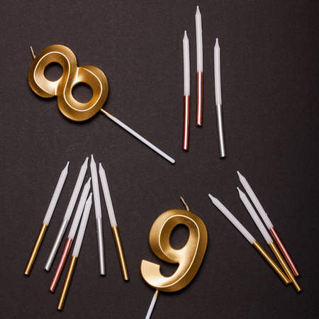 Świeczka urodzinowa na tort cyfra Złota Glamour 1 szt.